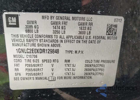 2013 Chevrolet Tahoe Commercial Fleet from USA, damaged, VIN 1GNLC2E0XDR129848